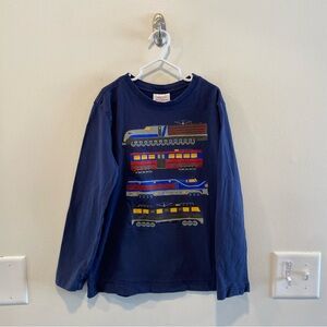 Hanna Andersson Navy Blue Train Long Sleeve Tee
